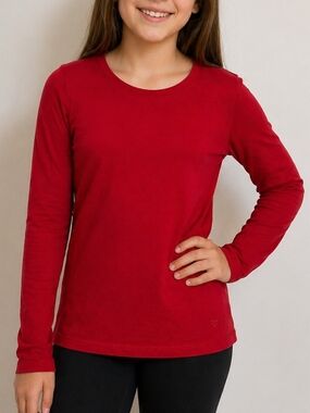 Justice Red Long Sleeve Top | Size 12 | Soft Stretch Basic